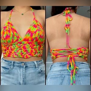 Rainbow crochet crop top